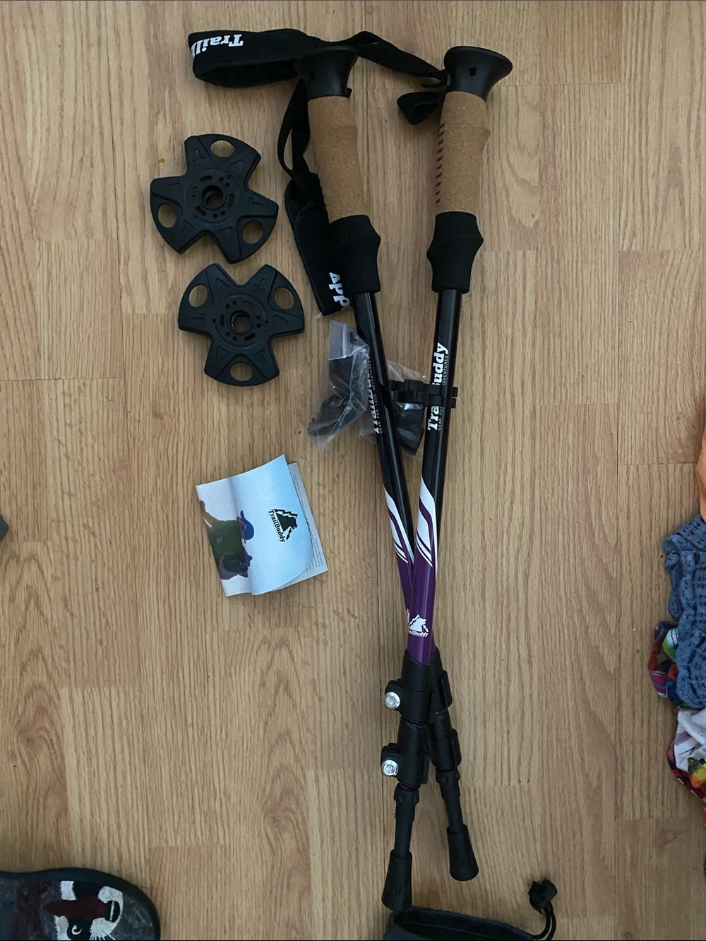 New TrailBuddy purple trekking poles in a bag